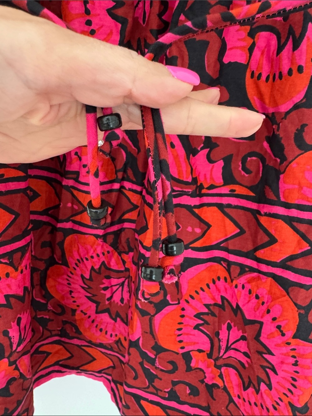 House of Harlow 1960 Pink and Black Floral Print Peasant Dress - Picture 4 of 7